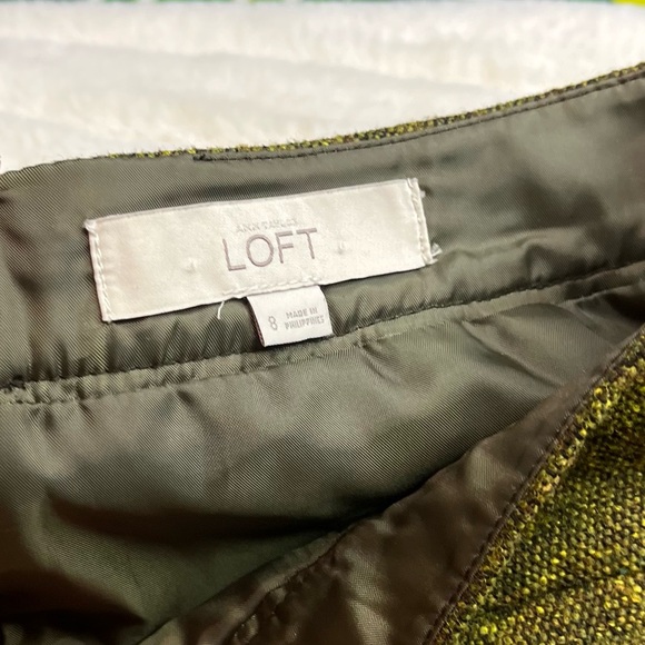 Ann Taylor LOFT 8 Green Speckled Wool Fall Winter Whimsygoth Lined Mini Skirt - Picture 6 of 7